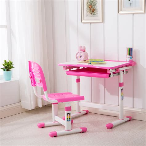 Top 10 best kids study desks in 2020 reviews. Pink Adjustable Children's Desk and Chair Set Child Kids ...