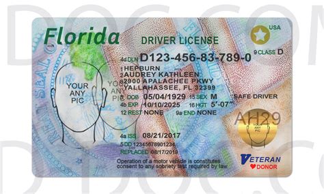 Usa Florida Driver License Front Back Sides Psd Store