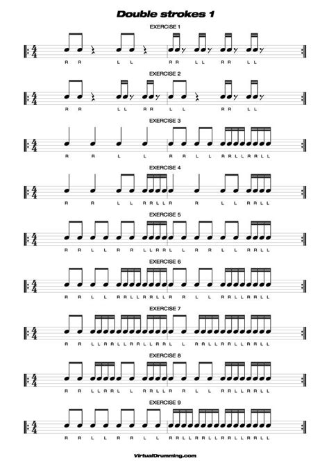 Tambour Leçon De Musique Double Coup 1 Drum Sheet Music Drum Lessons