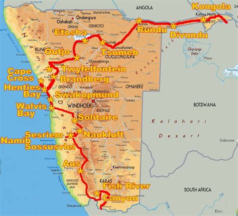 Namibia Route By Car