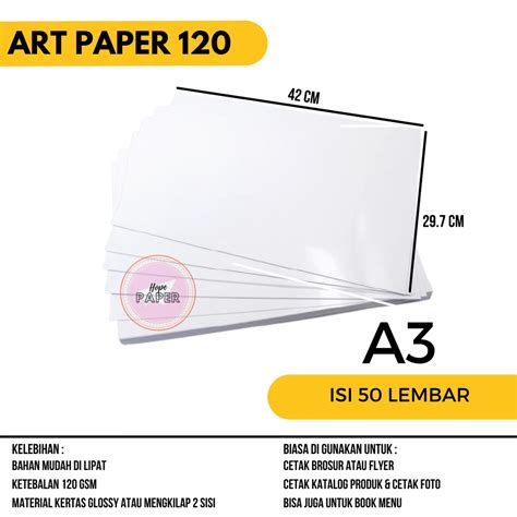 Jual Kertas Art Paper A3 120 Gsm Isi 50 Lembar Art Paper A3 120 Gr