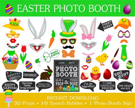 Sale Printable Easter Photo Booth Propseaster Props Bunny