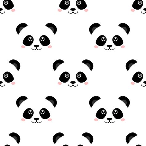 Cara De Panda Bonito Papel De Parede Sem Costura Vetor Premium