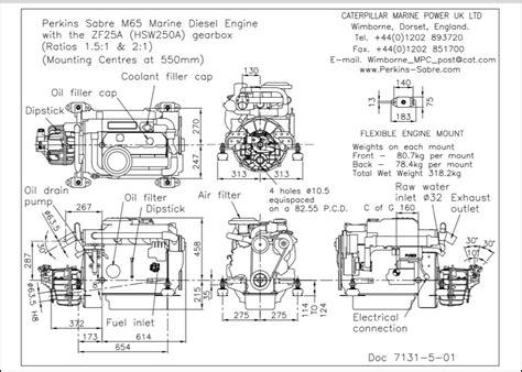 Perkins Sabre M65diesel Engine With Zf25a Gearbox Drawing Marine