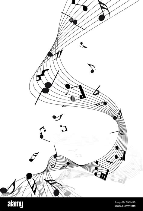 Musical Notes Staff Background On White Vector Illustration Stock