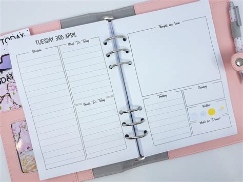 A5 Day On Two Pages Planner Inserts Daily Planner Refills 100gsm Paper