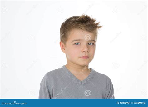 Serious Kid On White Background Stock Image Image Of Eyes Pretty