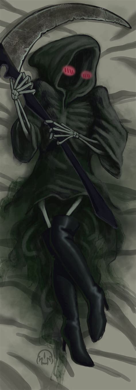 Grim Reaper Body Pillow Case Dakimakura Death Blushing Skeleton Undead Horror Etsy