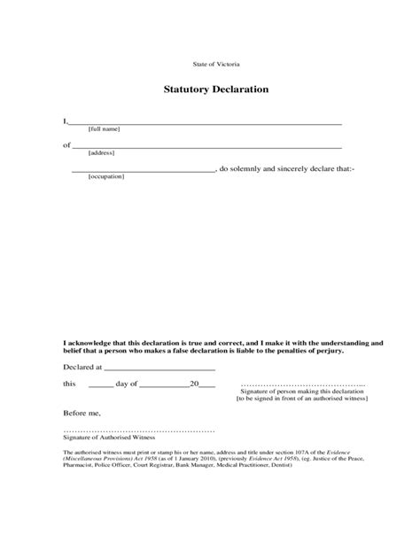 Prescribed persons include those who are a: Statutory Declaration Sample Form Free Download