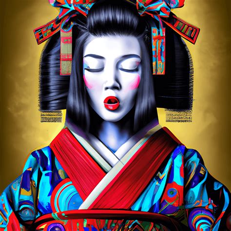 Geisha Digital Graphic With Hyper Realistic Detail And Illustration