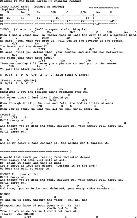 Protest song: Welcome To The Black Parade-My Chemical Romance lyrics