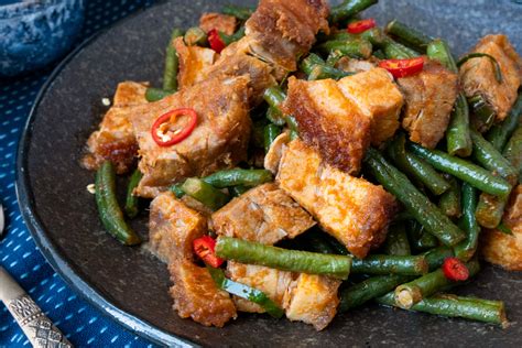 Thai Spicy Stir Fried Crispy Pork Belly With Beans Asian Inspirations