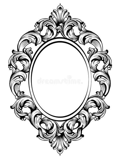 Baroque Frame Decor Detailed Rich Ornament Vector Illustration Graphic