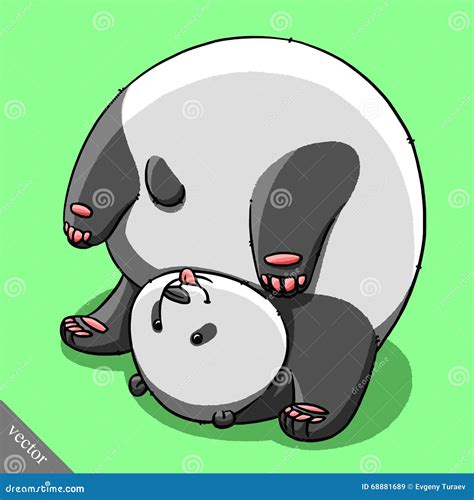 Funny Cartoon Cute Fat Panda Bear Illustration Stock Vector