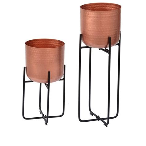 Axton Copper Set Of 2 Pot Planters Metal Planters Copper Planters