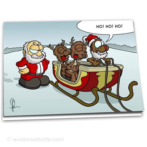 Funny Christmas Card Reindeer Mocking Santa 10 Cards Aviation