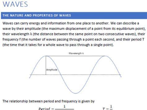 Waves GCSE Physics Summary Notes Teaching Resources
