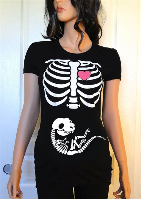 Skeleton Halloween Maternity Shirt Dinosaur T Rex Dino