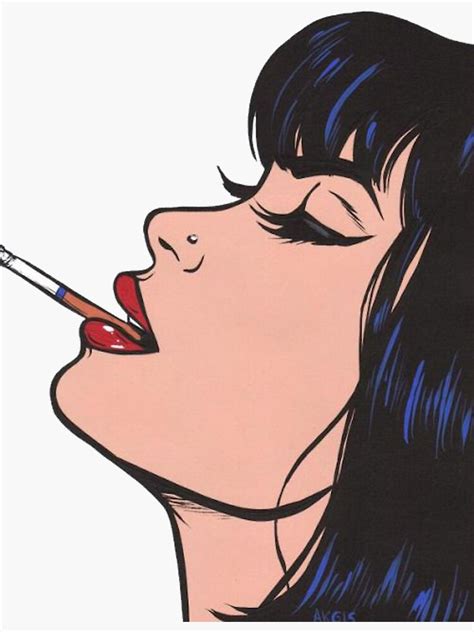 Pop Art Of Girl Smoking A Cigarette Sticker For Sale By Mindchirp