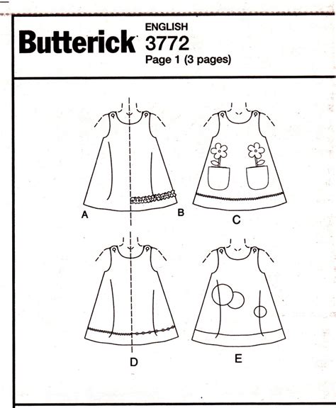 Butterick 3772 B3772 Toddler Girls Sewing Pattern Childrens Dress 6