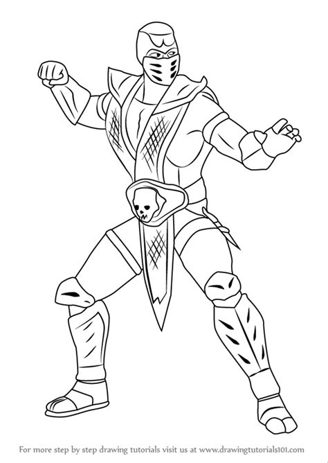 Mortal Kombat Scorpion Drawings Easy Sketch Coloring Page