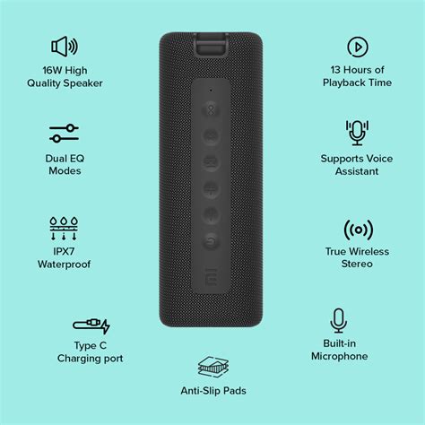 Mi Portable Bluetooth Speaker 16w Black Product Info Mi India