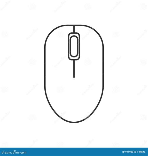 Isolated Black Outline Computer Mouse On White Background Line Icon