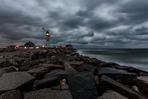 Stormy Clouds Over Old Scituate Lighthouse In The Early Morning