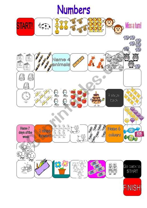Numbers Board Game Esl Worksheet By Ladan22