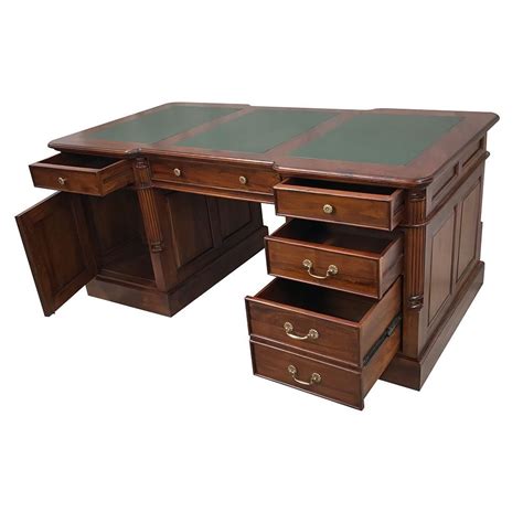 Antique Style Mahogany Office Furniture Wood Executive Partners Desk