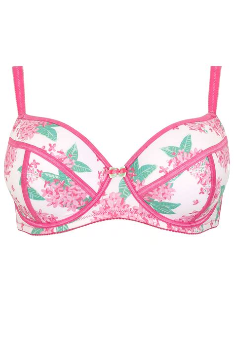 Pink Floral Print Underwired Bra With Padded Cups