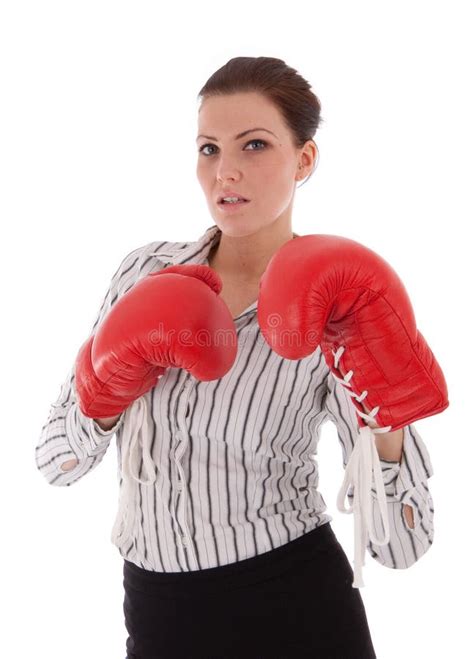 Beautiful Business Woman In Boxing Gloves 9b Stock Image Image Of