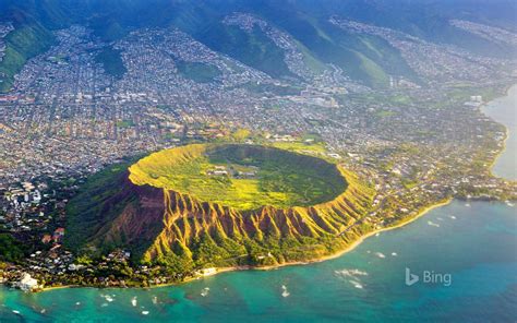 Aerial View Of Diamond Head Oahu Hawaii Rtropical