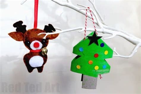 Toilet Paper Roll Christmas Tree Napkin Rings And Ornaments Red Ted Art