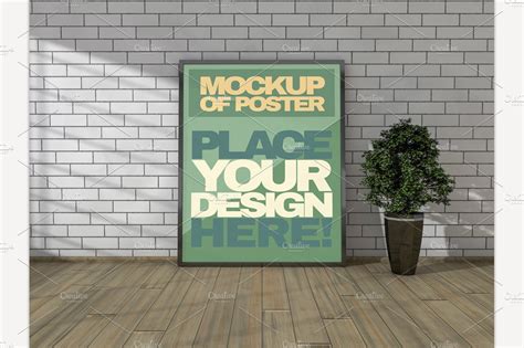 Poster Hanging On The Wall Mockup Print Templates ~ Creative Market