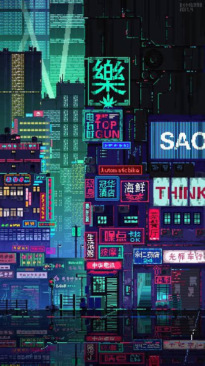 Loving This Futuristic City Pixel Art Cyberpunk