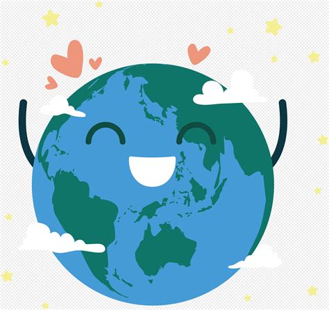 Blue Earth Hour Cartoon Hand Painted Style Smile Earth Vector Ma Png