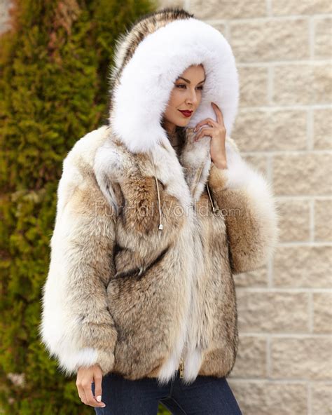 The Abby Coyote Fur Parka Coat With Hood For Women