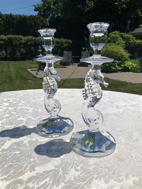 Pair Of Waterford Crystal Seahorse Candlesticks Lead Crystal Etsy