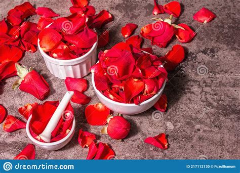 Rosewater With Rose Petals Stock Photo Image Of Ingredient 217112130