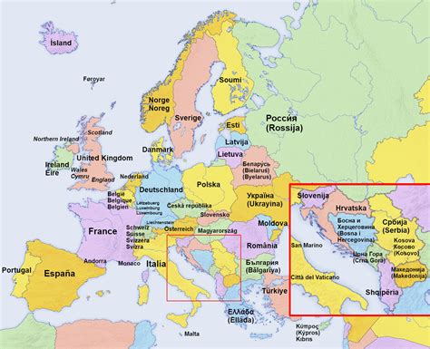Europe Map With Country Names