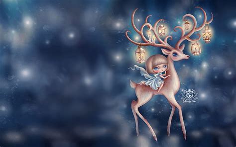 Lantern Deer Abstract Candle Deer Light Kid Lantern Hd Wallpaper