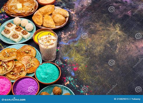 Traditional Indian Holi Festival Food Stock Image Image Of Festive