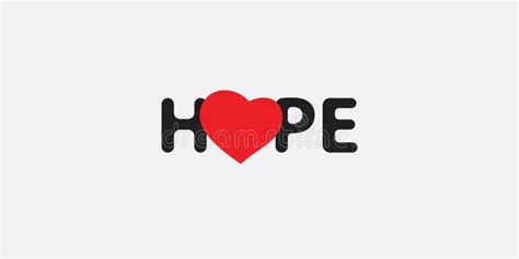 Hope Lettering With Red Heart Vector Design Concept Stock Vector