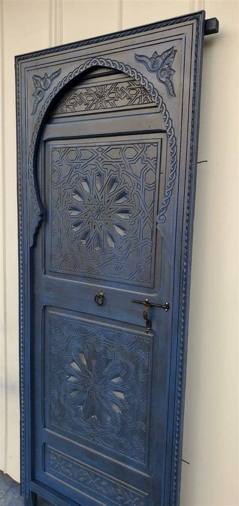Blue Moroccan Door Geometric Hand Carving Indoor Bedroom Etsy Artofit