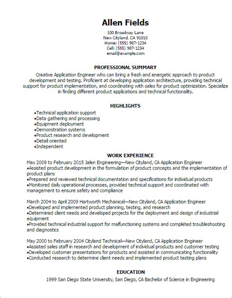 Are you looking for a new job curriculum vitae. Professional Application Engineer Resume Templates to ...