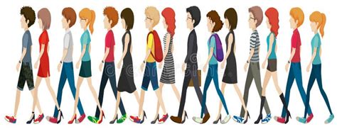 A Group Of Faceless People Walking In Line Stock Illustration Image 47456657