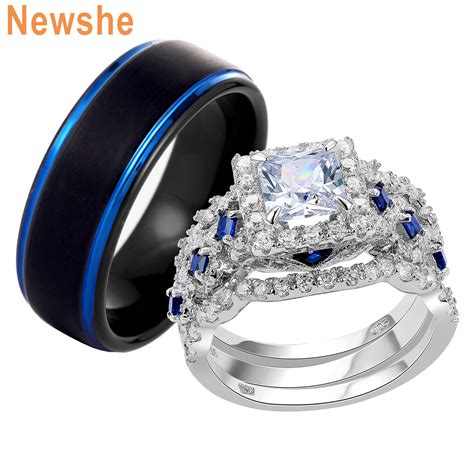 Https://tommynaija.com/wedding/him And Her Black And Blue Wedding Ring Set