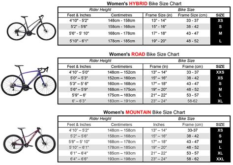 Road Bike Size Chart Female