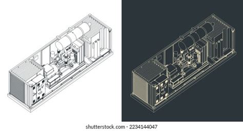 Isometric Drawings Container Type Generator Structure Stock Vector